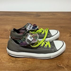 Converse Allstar Neon Chuck Taylor Gray Multi Tongue Sneakers womens 9
